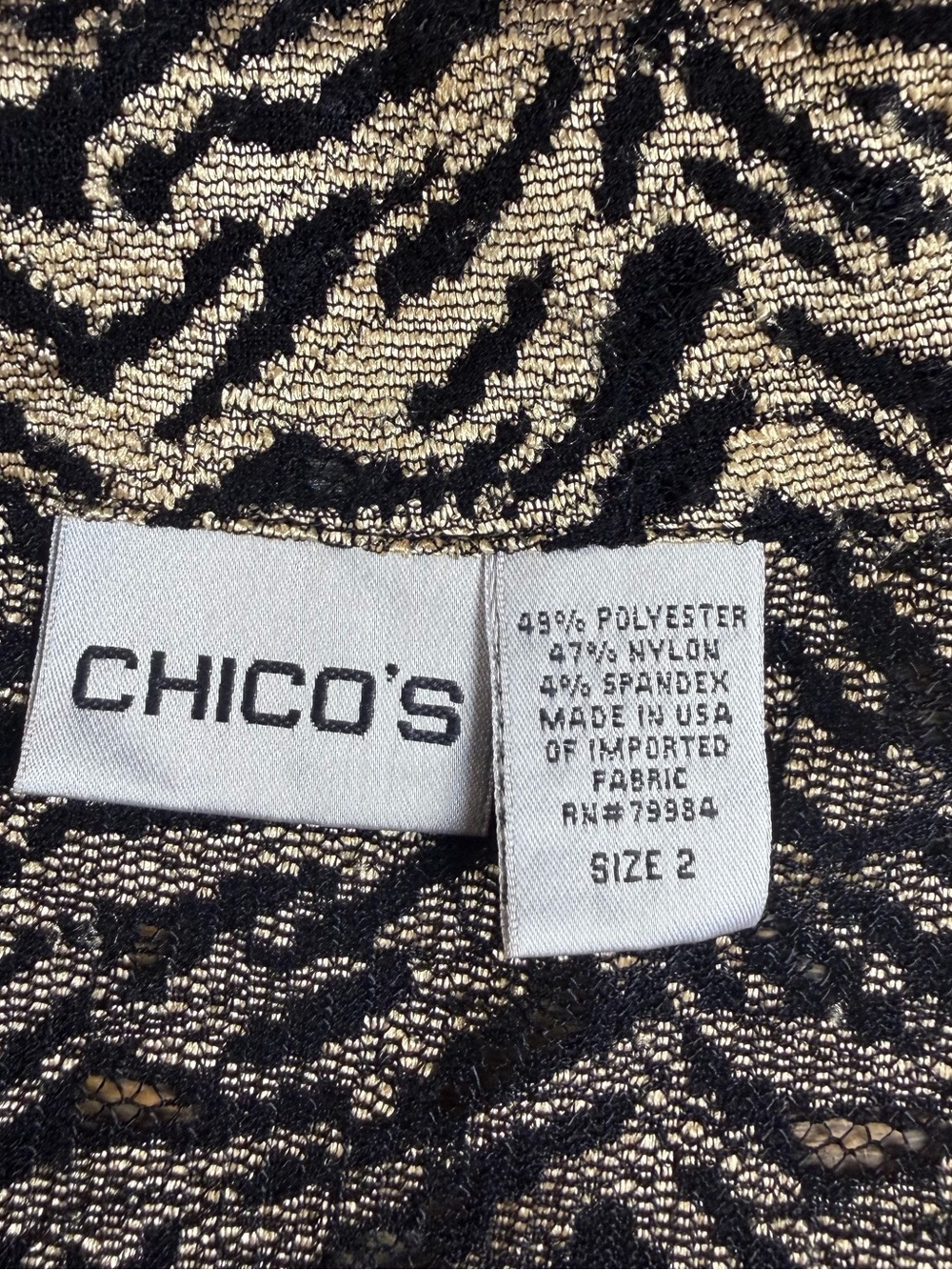 Chico's Metallic Black and Gold Animal Print Top - Picture 3 of 8